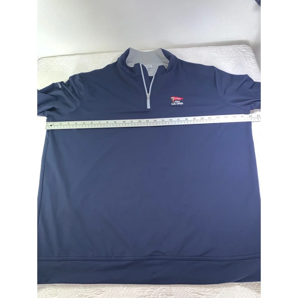 Peter Millar Mens XL 123rd US Open LACC 1/4 Zip Pullover Navy Blue Golf Sweater